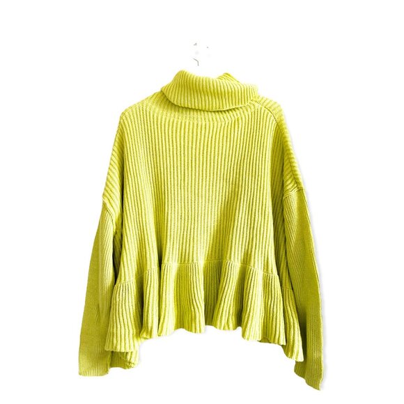 NWT Free People Cotton Blend Sweater,  Size M, Key Lime - Picture 2 of 14